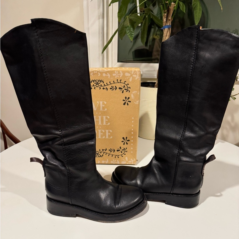 Black Leather Knee-High Boots